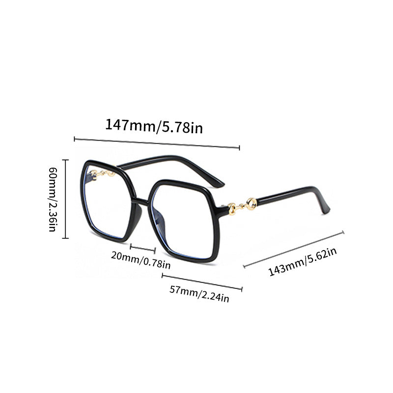 Oversized Square Eyeglasses Light Blocking Female Eyewear Glasses