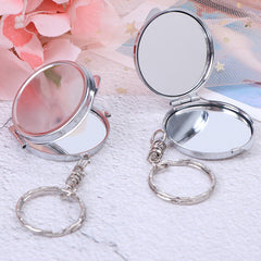 Metal Folding Mirror Key Ring Keychain Portable Compact Cosmetic