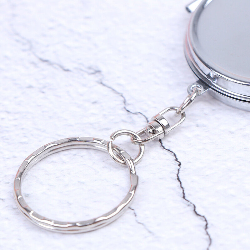 Metal Folding Mirror Key Ring Keychain Portable Compact Cosmetic