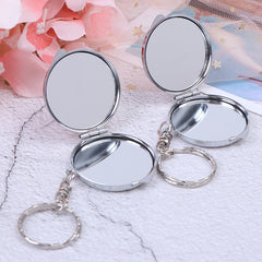 Metal Folding Mirror Key Ring Keychain Portable Compact Cosmetic