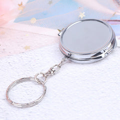 Metal Folding Mirror Key Ring Keychain Portable Compact Cosmetic