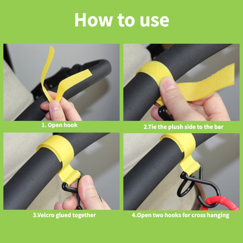 4 Pack Baby Stroller Hooks Diaper Bag Shopping Bag Clips Accessories