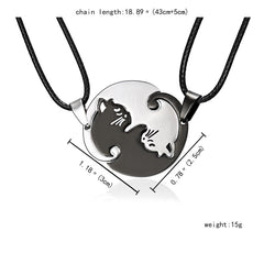 Cat Embracing Necklace - Stainless Steel
