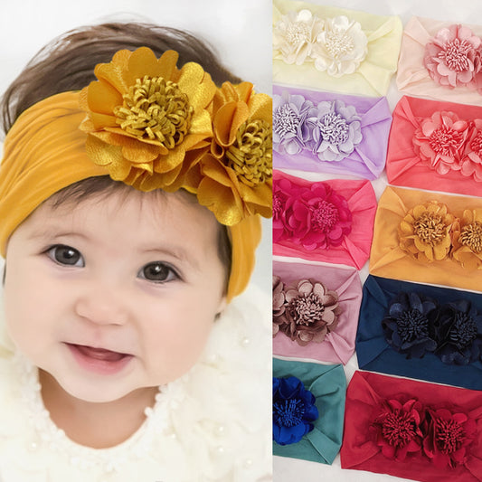 Wide Headband Flower Decor Hair Band for Baby Girls