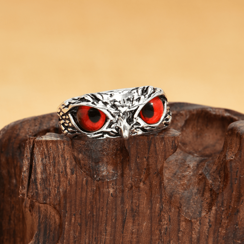 Vintage Devil's Eye Owl Statement Ring Adjustable Opening Ring Jewelry