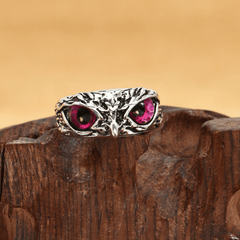 Vintage Devil's Eye Owl Statement Ring Adjustable Opening Ring Jewelry
