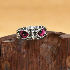 Vintage Devil's Eye Owl Statement Ring Adjustable Opening Ring Jewelry