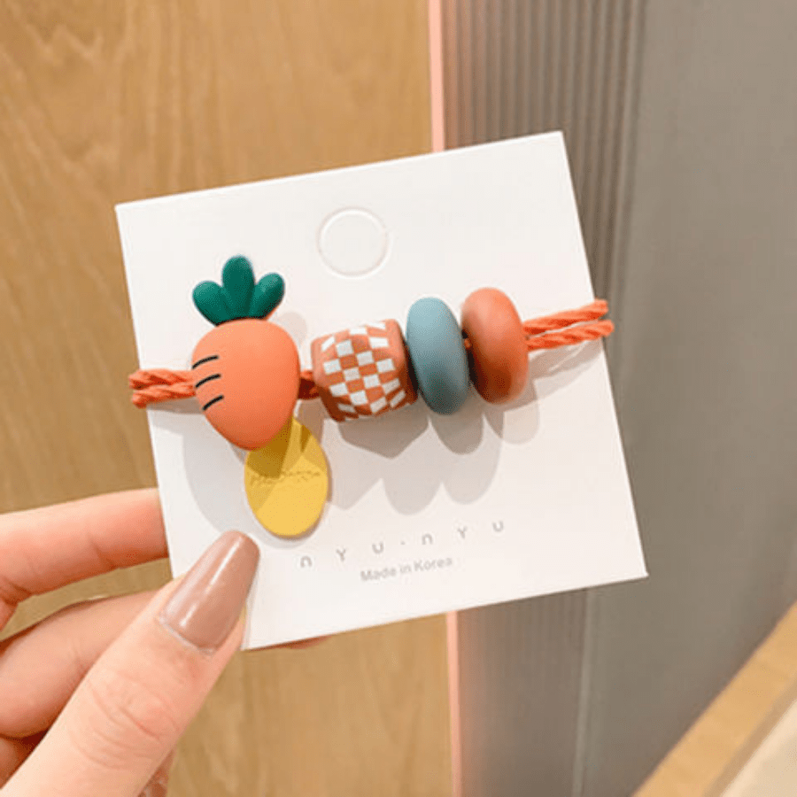 Fruit Cartoon Girls Hair Tie Colorful Elastic Hair Bands Ponytail Holder