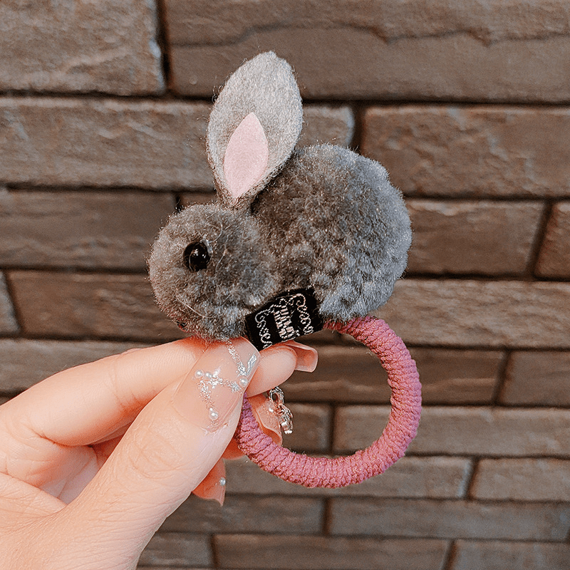 Kids Girls Hair Tie Plush Rabbit Rubber Bands Hair Rope Hair Bands Hair Accessor
