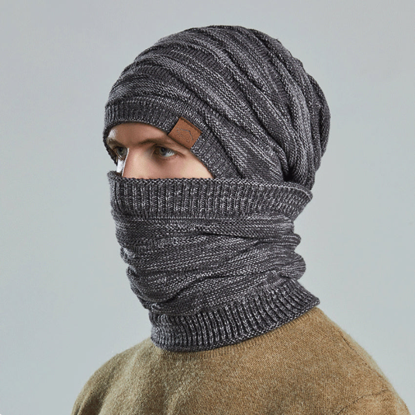 Warm Knitted Hat & Scarf Set for Men Winter Cold-proof Thickening