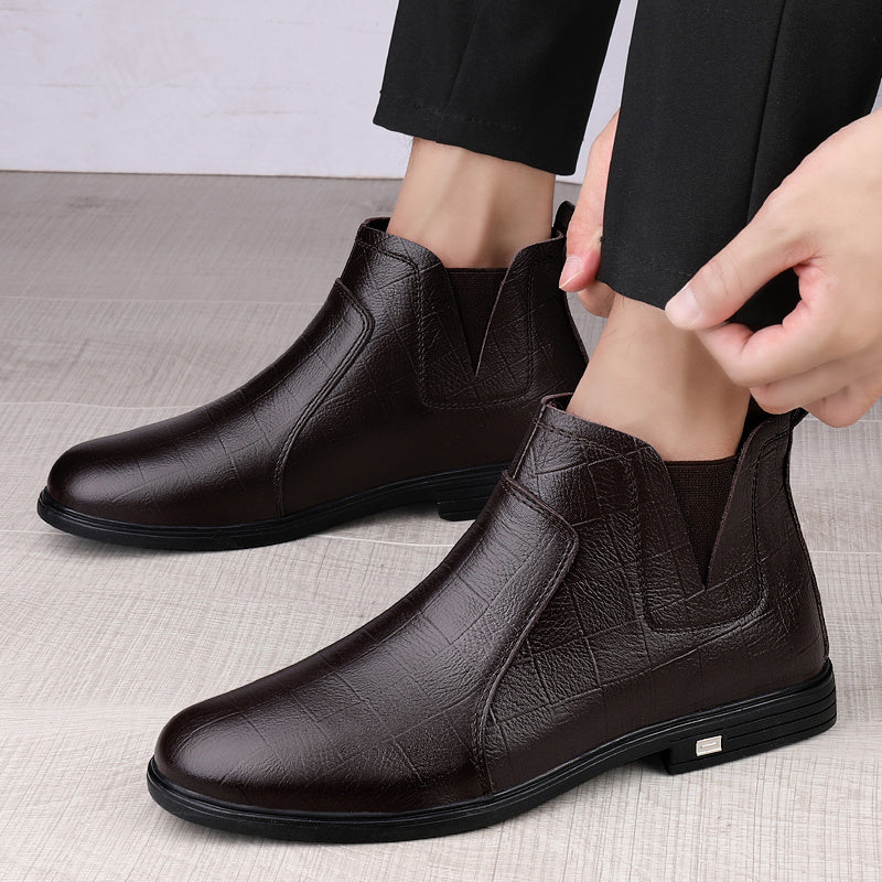 Men's Plaid Print Chelsea Boots