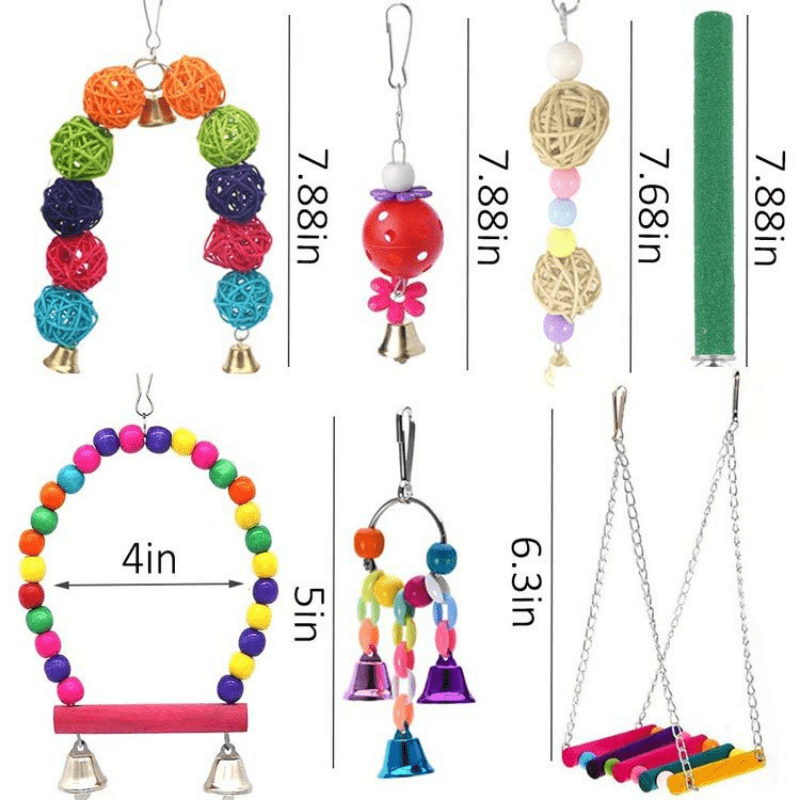 12pcs Parrot Toy Set - Swing Bridge Bells Ball - Exercise Mental Stimulation