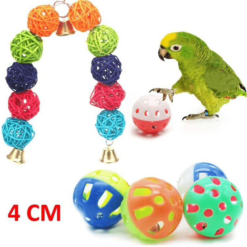 12pcs Parrot Toy Set - Swing Bridge Bells Ball - Exercise Mental Stimulation