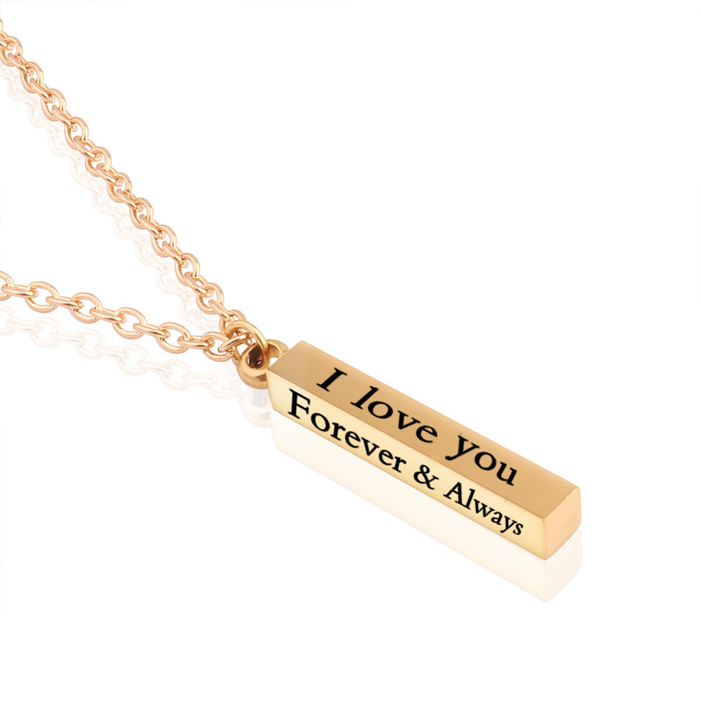 Men's Lover Lettering Necklace Stainless Steel Bar