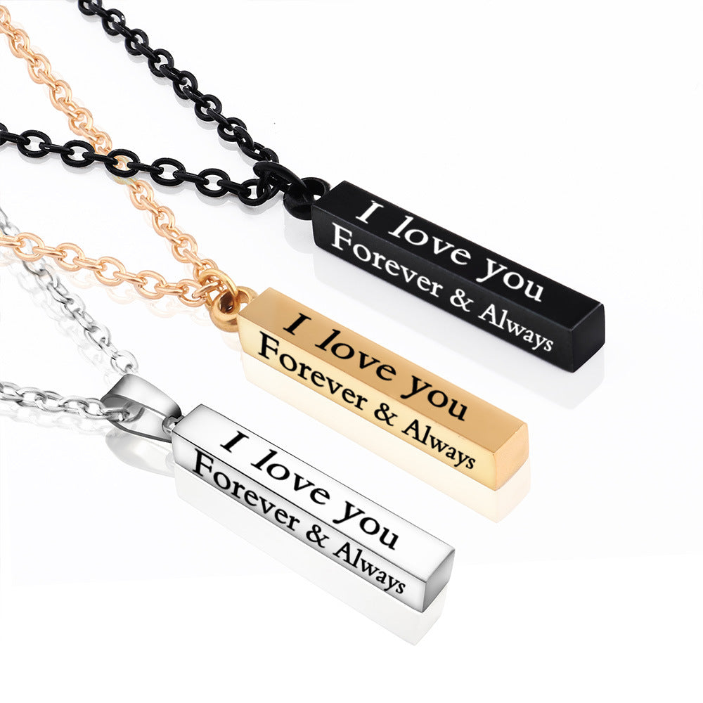 Men's Lover Lettering Necklace Stainless Steel Bar