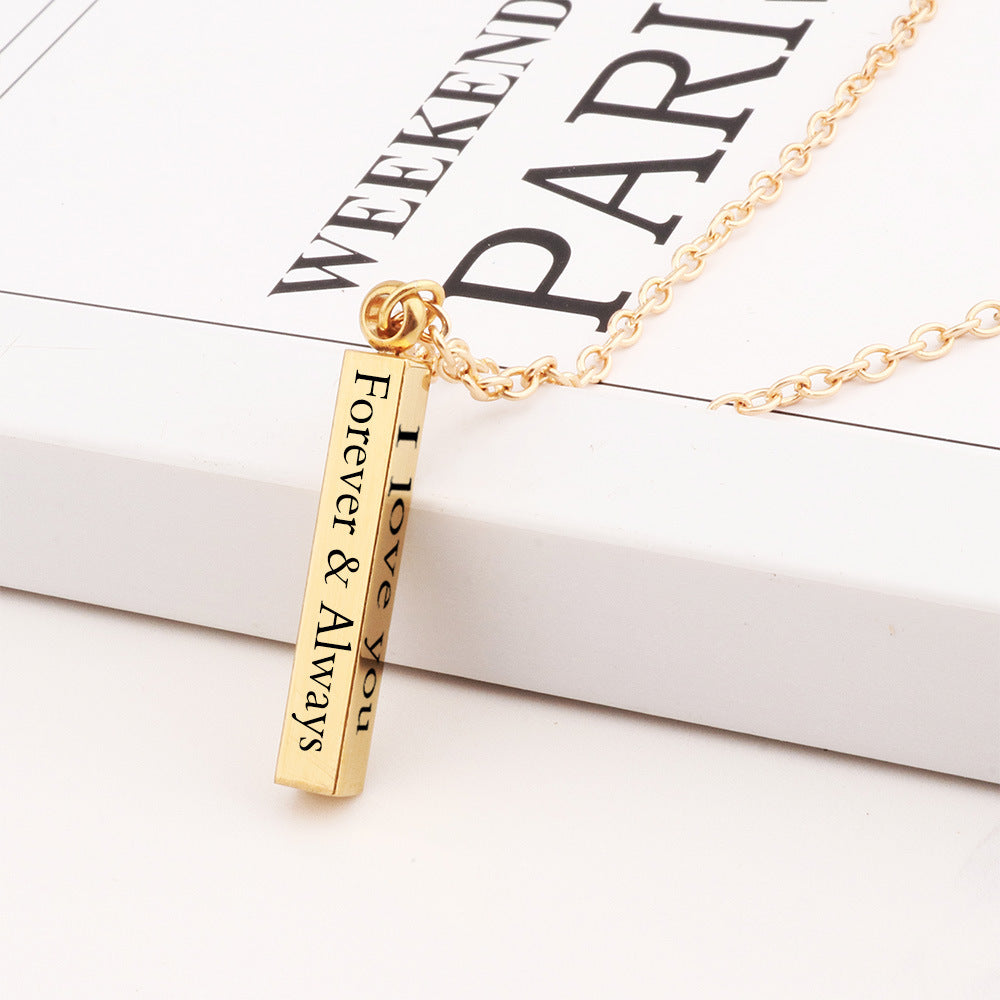 Men's Lover Lettering Necklace Stainless Steel Bar