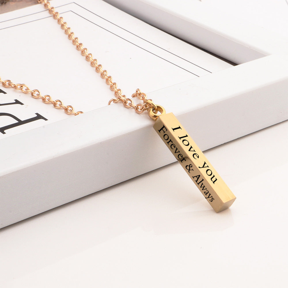 Men's Lover Lettering Necklace Stainless Steel Bar