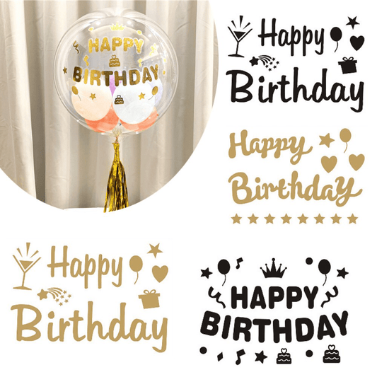 4pcs Birthday Pompom Stickers - Sparkle up Your Celebrations