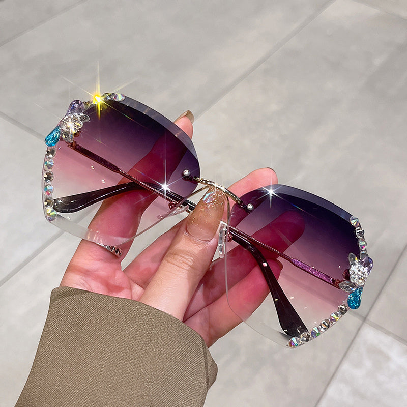 Rhinestone Gradient Sunglasses UV400 for Women