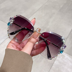 Rhinestone Gradient Sunglasses UV400 for Women