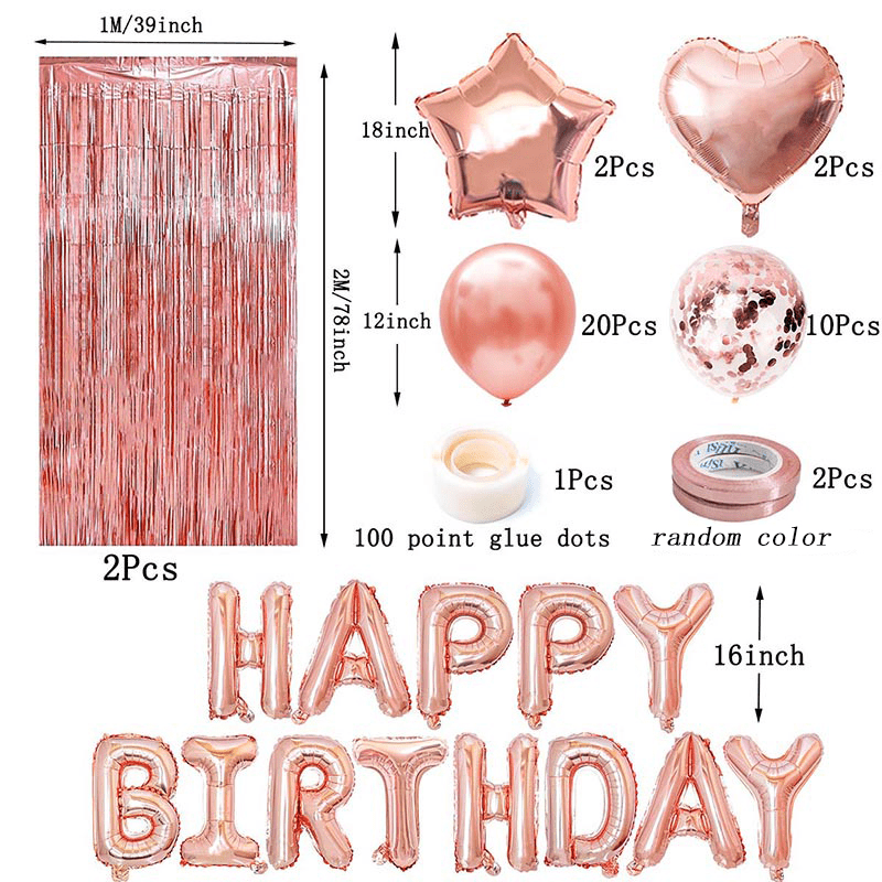 40 Piece Rose Party Balloons Set for Birthdays & Celebrations
