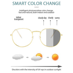 Photochromic Sunglasses Chameleon Eyeglasses Metal Transition Glasses Unisex