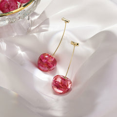 Geometric Cherry Long Drop Earrings for Party Wear