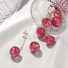 Geometric Cherry Long Drop Earrings for Party Wear