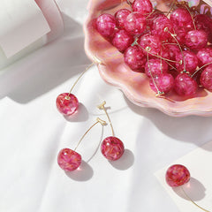 Geometric Cherry Long Drop Earrings for Party Wear