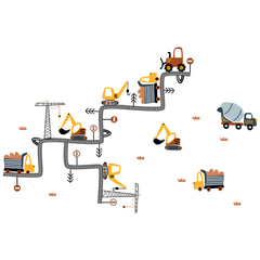 Cartoon Excavator Wall Stickers for Nursery Kids Room