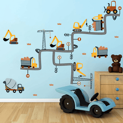 Cartoon Excavator Wall Stickers for Nursery Kids Room