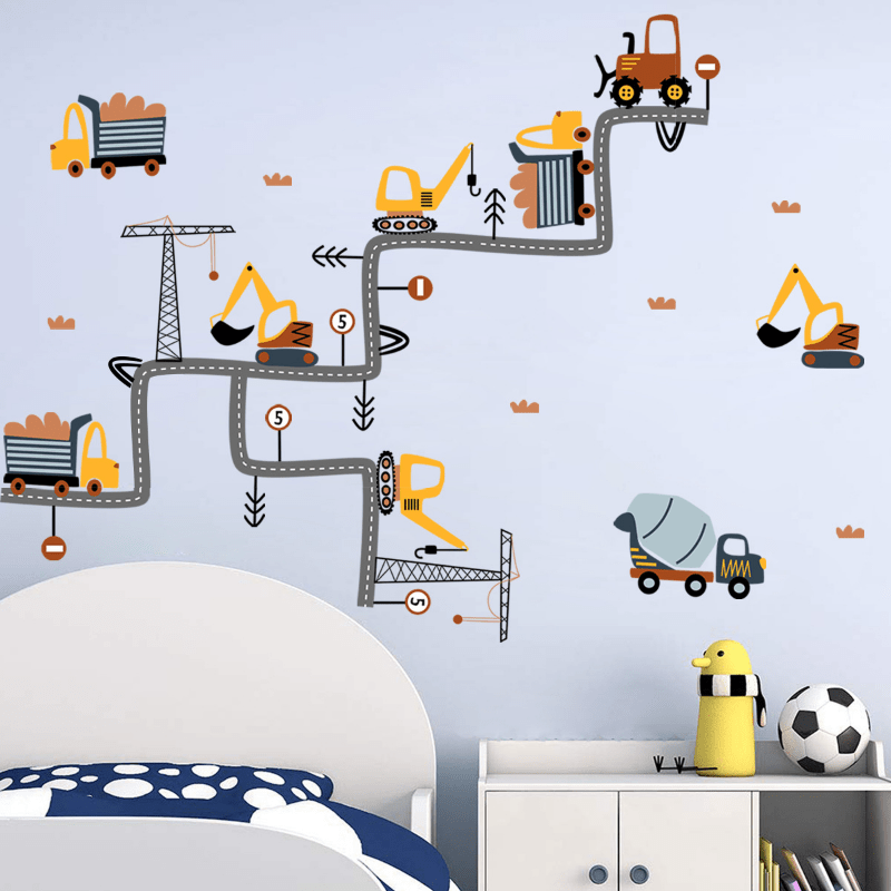 Cartoon Excavator Wall Stickers for Nursery Kids Room