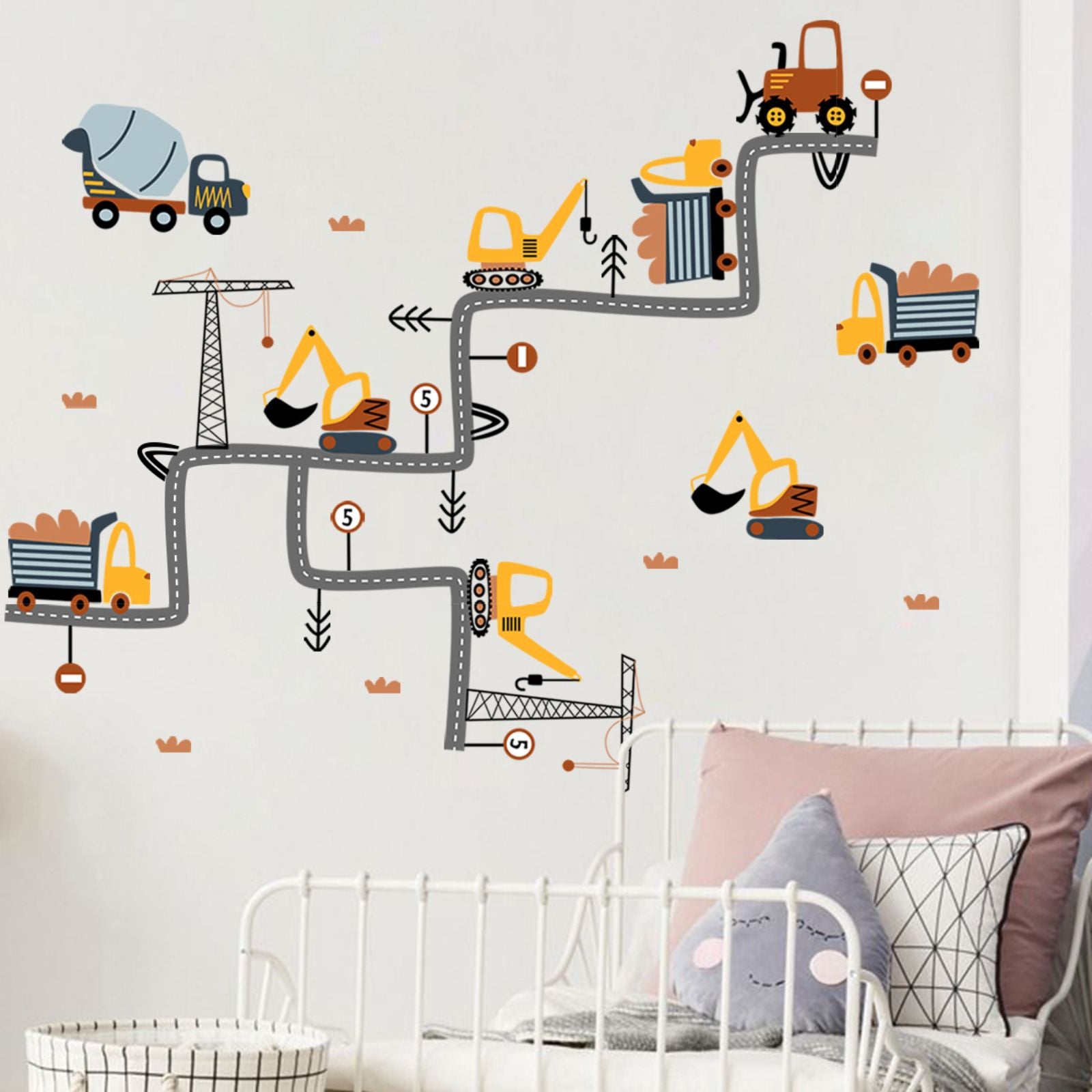 Cartoon Excavator Wall Stickers for Nursery Kids Room