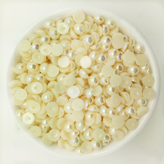 100pcs 6mm DIY Half Pearl Bead Flat Back Art Decor