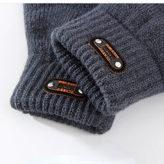 Men's Winter Double Layer Knitted Gloves Riding Gloves