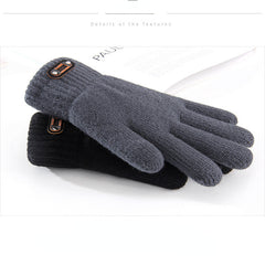 Men's Winter Double Layer Knitted Gloves Riding Gloves