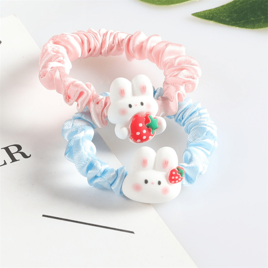 Bunny Rabbit Ruched Hair Ties Scrunchies Cartoon Hair Accessories
