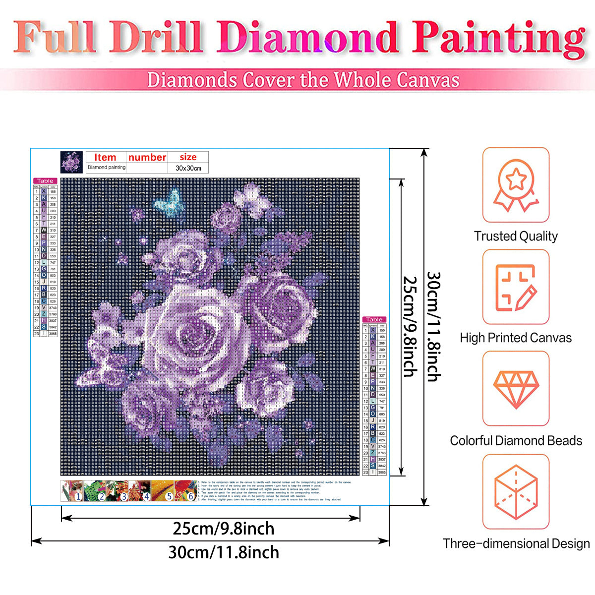 DIY 5D Diamond Painting Kits Rose Adults Full Drill Round Drill Embroidery Plant