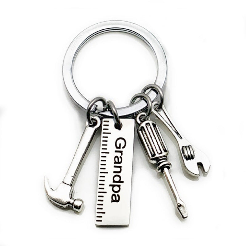 Stainless Steel Dad Hammer Screwdriver Keychain