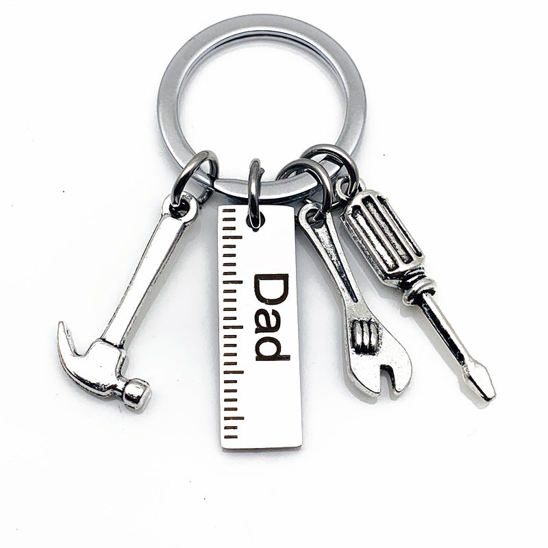 Stainless Steel Dad Hammer Screwdriver Keychain