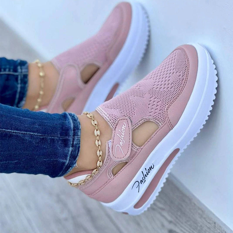 Women's Mesh Slip-On Platform Sneakers Thick Sole Casual Running Shoe