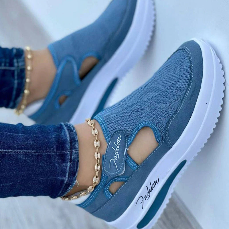 Women's Mesh Slip-On Platform Sneakers Thick Sole Casual Running Shoe