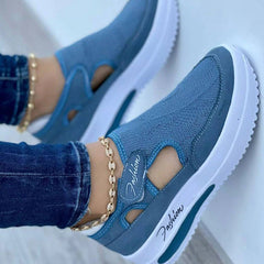 Women's Mesh Slip-On Platform Sneakers Thick Sole Casual Running Shoe