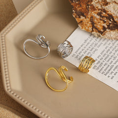 2 Pcs Geometric Twist Open Joint Ring Set For Women