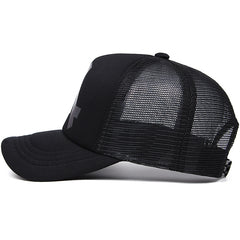 Letter Embroidered Trucker Hat Unisex Adjustable Snapback Mesh Baseball Cap