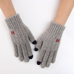Men's Winter Double Layer Thick Knitted Gloves