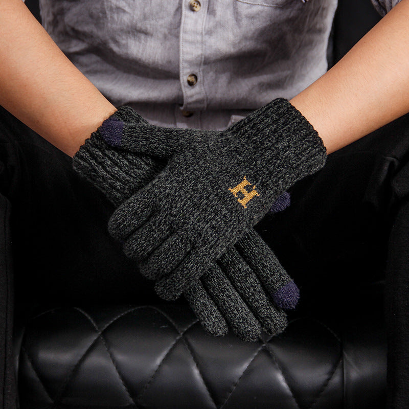 Men's Winter Double Layer Thick Knitted Gloves