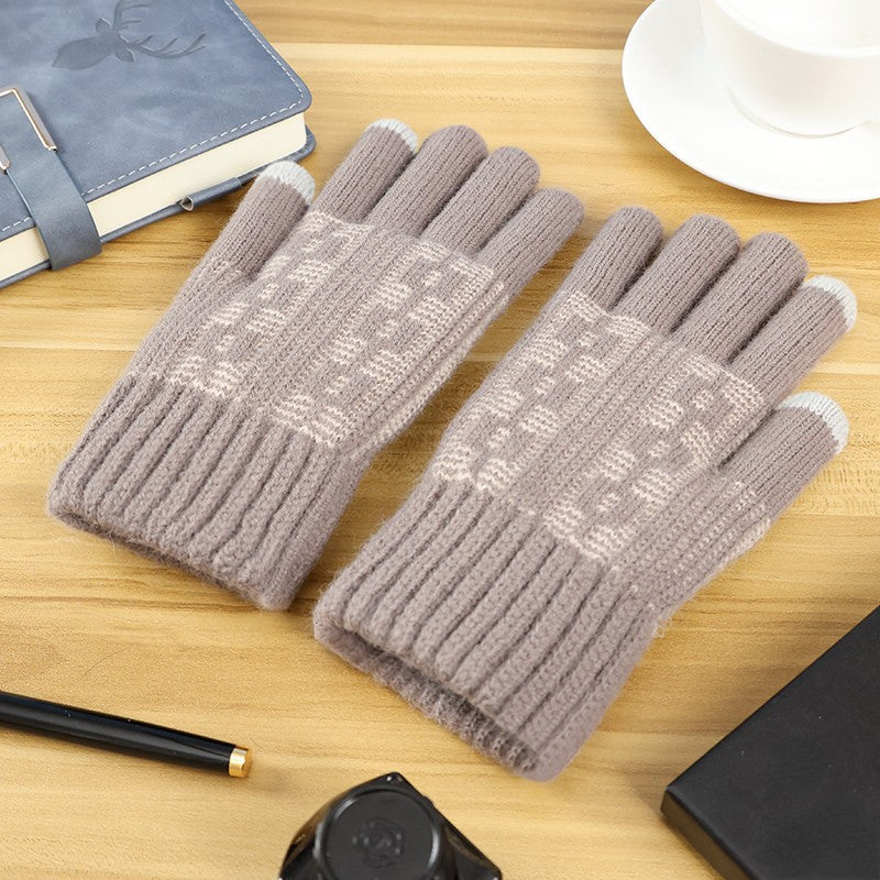 Men's Winter Double-Layer Knitted Riding Gloves