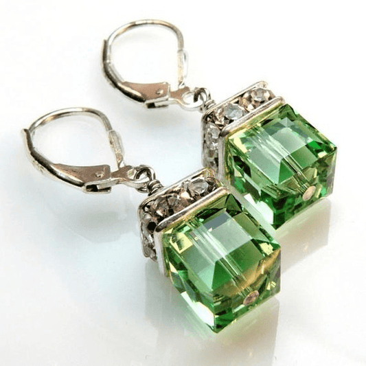 Zircon Stone Hoop Drop Earrings 925 Silver Plated Women Gift