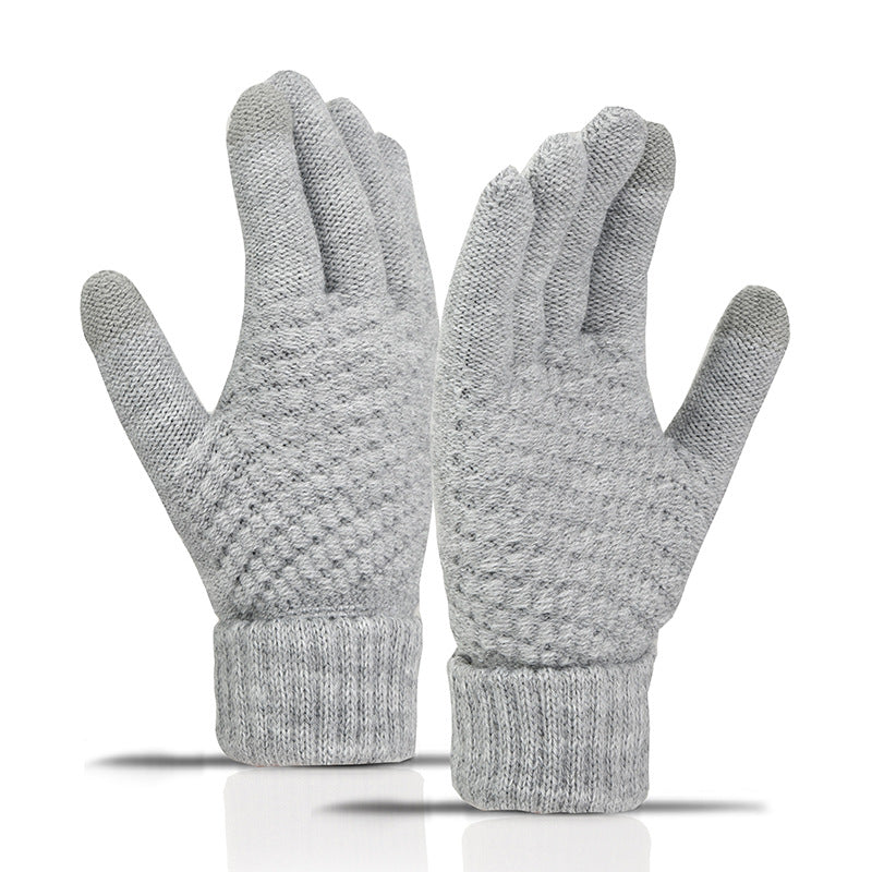 Men's Winter Double Layer Knitted Riding Gloves